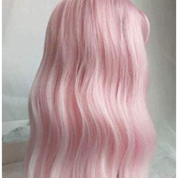 14" Pink Curly Wavy Wigs with Bangs - Picture 4 of 4